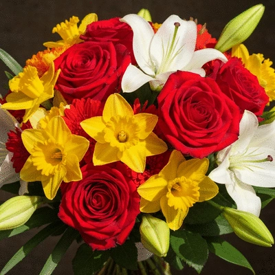 Vibrant bouquet of seasonal wedding flowers